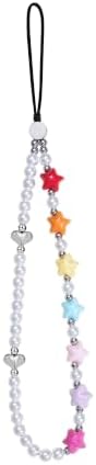 Phone Charm Wrist Strap Rainbow Star Pearl Beaded Aesthetic Camera Lanyard by Casecond