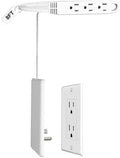 CABOCASA 8FT Flat Plug Extension Cord Power Strip 3 Outlets White Upward by CABOCASA