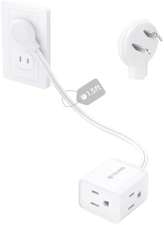 TROND 2 Prong to 3 Prong Extension Cord 1.5ft, Polarized Flat Plug, 3 AC by TRONDOfficial