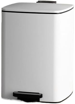 Square Hands Free Smart Trash Can with Soft Close Lid Stainless Steel Step Trash Can for Kitchen Bathroom Living Room 20L Matte White Trash Can with Inner Bucket Premium by Unknown