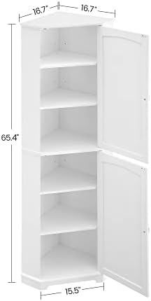 VASAGLE Tall Corner Cabinet, 2 Doors, 4 Adjustable Shelves, 65.4”H - Image 3