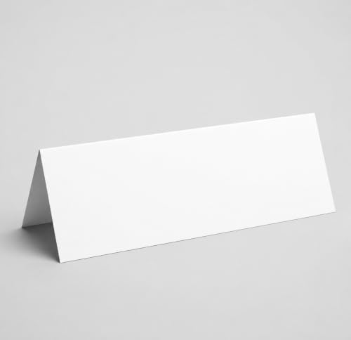 3.5" x 10" Folded Blank White Tent Cards (25 Pack) – Printable Heavy Cardstock Place Cards for Weddings, Table Signs, Food Labels, Parties & Events by CLEVERSIGNS