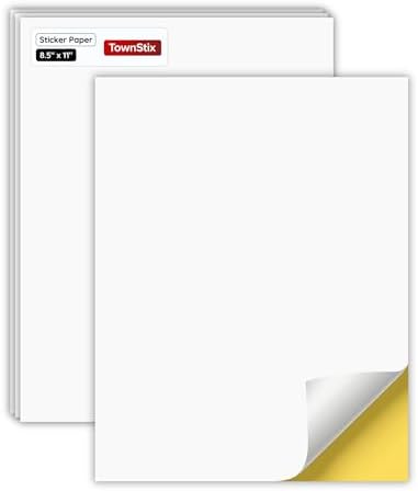 Sticker Paper for Printer, Printable Matte White Sticker - 30 Sheets by TownStix