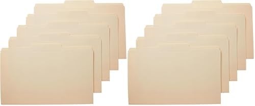 Amazon Basics Sturdy Manila File Folders, 1/3 Tabs in Assorted Positions for Filing and Easy Labeling, Legal Size, 8.5 x 14 inch, 200-Pack by AmazonBasics