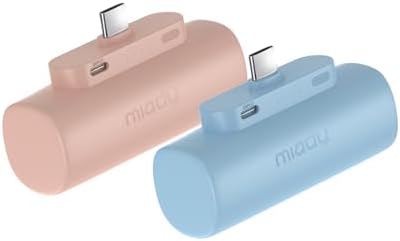 Miady 2-Pack Mini Portable Charger Built-in USB C Connector Small PowerBank by Miady