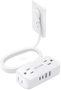 TROND Flat Plug Power Strip, Small Extension Cord 10ft, 4 AC & 4 USB, White by TRONDOfficial