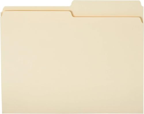 Amazon Basics Manila File Folders, Letter Size, 1/2 Tab in Left and Right Positions, 8.5" x 11", 36 Count (Pack of 10) by AmazonBasics
