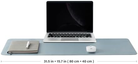 Leather Desk Mat - Non-Slip PU Desk Pad for Office and Home - Desk Organization and Accessories - Ideal for Large Mouse Pad and Desk Mats on Top of Desks (Light Blue,31.5"x 15.7") - Image 2
