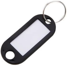 120pcs Tough Plastic Key Tags with with Label Window and Ring Key Tags with Container for Key Identifiers Luggage Tag Name Id,Backpack,Car Keys (Black) by YANGZHI