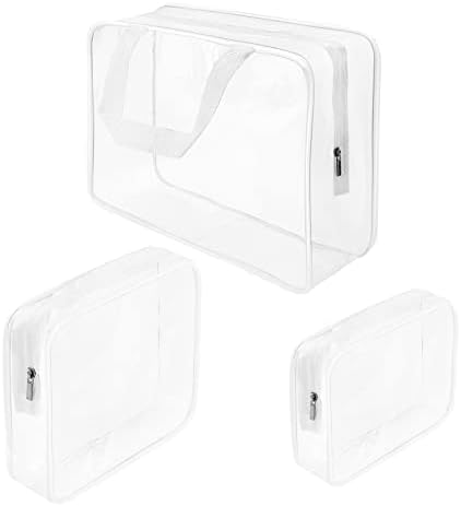 3Pcs Crystal Clear PVC Travel Toiletry Bag Kit for Women Men, Cosmetic Bags by ROYBENS