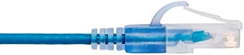 Monoprice SlimRun Cat6A Ethernet Patch Cable - Snagless RJ45 UTP Pure Bare Copper Wire 10G 30AWG 30ft Blue 5-Pack - Image 4