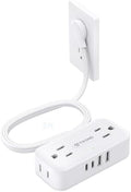 TROND Flat Plug Power Strip, Small Extension Cord 5ft, 4 AC & 4 USB, White by TRONDOfficial