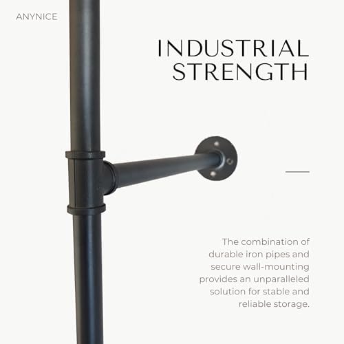 Industrial Pipe Clothing Rack, Wall Mounted Clothes Rack, 37.4", 1 Rod - Image 5