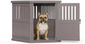 30 INCH Small Dog Crate Furniture, Lockable Indoor Dog Kennel Heavy Duty Decorative Plastic Pet Cage End Table for Small/Medium Dogs, Gray by KFY