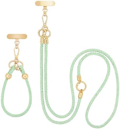 Crystal Phone Strap Crossbody and Wrist Lanyard, Anti Theft Layered & Wrist Strap Cell Phone Neck for Women by FUAHXYESFashionPhoneLayeredJewelry