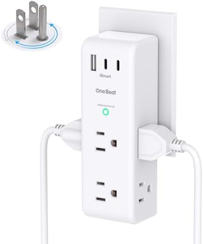 Surge Protector Outlet Extender with Rotating Plug, Multi Plug Wall Outlet by OneBeat