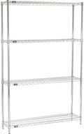 Nexel 12" x 48" x 74", 4 Tier Adjustable Wire Shelving Unit, NSF Listed Commercial Storage Rack, Chrome Finish, leveling feet by Nexel