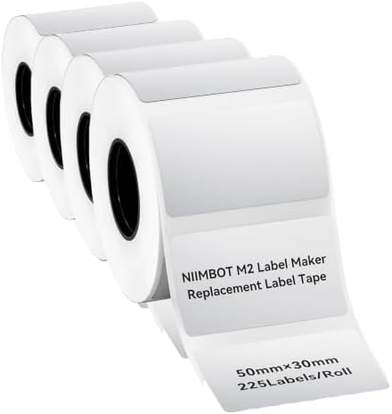 NIIMBOT M2/M3 Thermal Transfer Labels 1.97''x1.18'', for M2/M3 Label Maker, PET Material, Waterproof and High-Temperature Resistance, Long Storage Time, Silver Label Tape(50x30mm-225) (Pack of 4) by NIIMBOT%C2%AE
