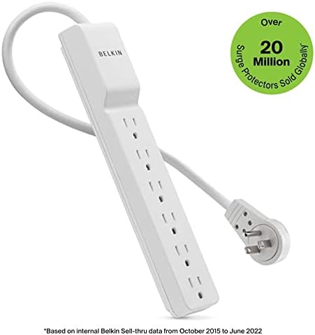 Belkin Surge Protector Power Strip-6 AC Multiple Outlets-Flat Rotating Plug,8ft Long Heavy-Duty Extension Cord for Home,Office,Travel,Computer Desktop&Charging Brick-White (720 Joules),(Pack of 6) - Image 2