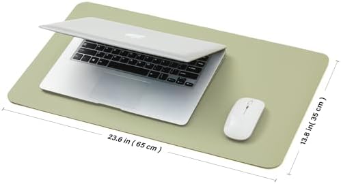 Leather Desk Mat - Small Non-Slip PU Desk Pad for Office and Home - Desk Organization and Accessories - Ideal for Large Mouse Pad and Small Desk Mats on Top of Desks (Light Green,23.6"x 13.8") - Image 2