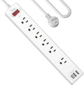 10Ft Power Strip Surge Protector - Nuetsa Extension Cord with 6 AC Outlets and 3 USB Ports for Home, Office, Dorm Essentials, 1680 Joules, ETL Listed, White by Nuetsa