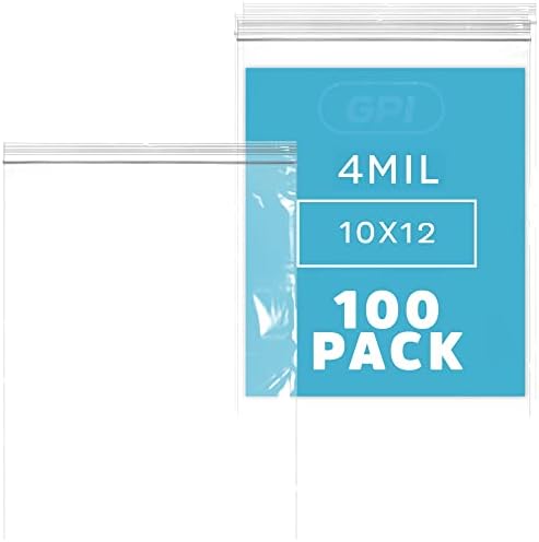 10" x 12" Zip Bags, 1 Gallon, 500 Pack, 4 Mil Heavy Duty, Reclosable, GPI by GPI