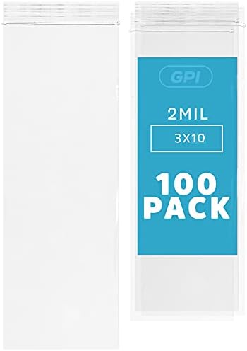 3"x10" Zip Bags, 100 Pack, 2 Mil, Reclosable for Incense, GPI by GPI