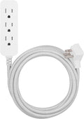 Cordinate 3 Outlet Power Strip, Braided Extension Cord, 16 Gauge, 15 Ft (Pack of 5) by Cordinate