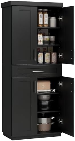 HOMCOM 72" Kitchen Pantry Cabinet Freestanding Storage Cabinet Black by HOMCOM