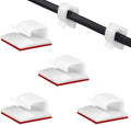 SOULWIT 50 Pcs Self Adhesive Cable Management Clips, Cable Organizers Sticky Wire Clips Cord Holder for TV PC Laptop Ethernet Cable Desktop Home Office (White) by SOULWIT