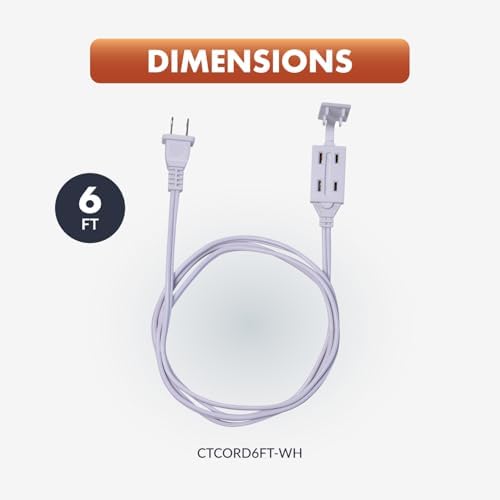 Newhouse Electric 6-Foot 2-Prong Indoor Outlet Extension Cord with Tamper Guard CTCORD6FT-WH, Slim Indoor Extension Cord and Cube Tap for Home Essentials, Apartments, and Home Improvement Projects - Image 2