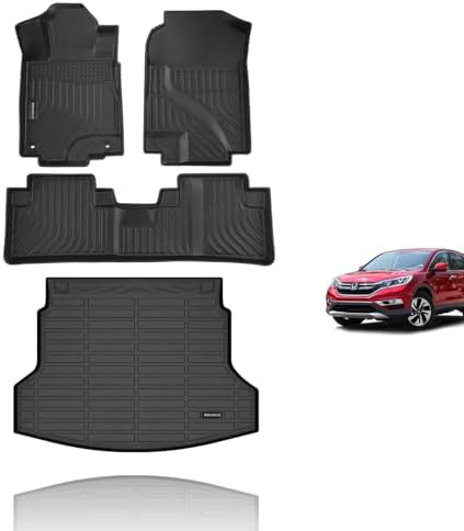 KELCSEECS Floor Mats & Cargo Liner for 2012 2013 2014 2015 2016 Honda CR-V LX/SE/EX(No Subwoofer)(Not Fit for CRV Touring) Car Mats Cargo Mat Trunk Mat Honda CRV Floor Mats Accessories by KELCSEECS