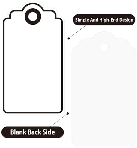 Anwyll Gift Tags with String - 100Pcs Black Gift Bag Tags Personalized White Blank Hanging Paper Label Tag for Baby Shower Birthday Party Wedding Christmas Favor Present - Image 2