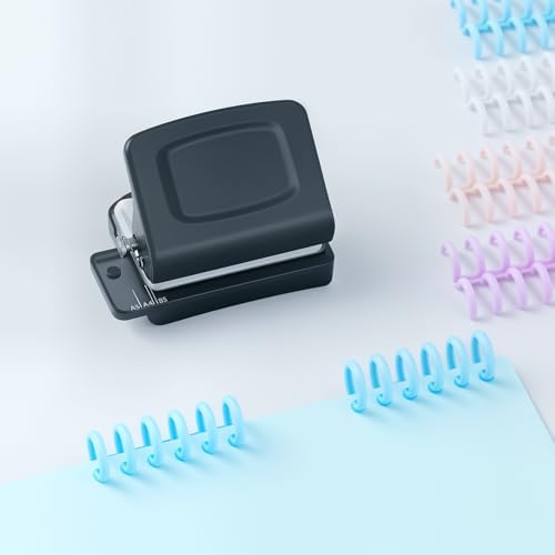 Spiral Binding Machine-Mini 6 Hole Puncher, DIY Creative Book Binder Machine for Planner, A4-30 Holes, A5-20 Holes, B5 26 Holes with 16 PCS 6-Hole Loose Leaf - Black by Unknown