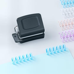 Spiral Binding Machine-Mini 6 Hole Puncher, DIY Creative Book Binder Machine for Planner, A4-30 Holes, A5-20 Holes, B5 26 Holes with 16 PCS 6-Hole Loose Leaf - Black by Unknown