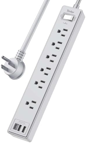 Yintar 6Ft Surge Protector Power Strip with 6 Outlets & 3 USB Ports, Grey by Yintar