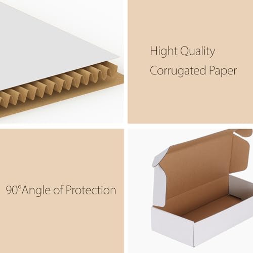 RLAVBL 12x4x2 Small Shipping Boxes Set of 25, White Corrugated Cardboard Box for Packing, Mailing, Business - Image 3