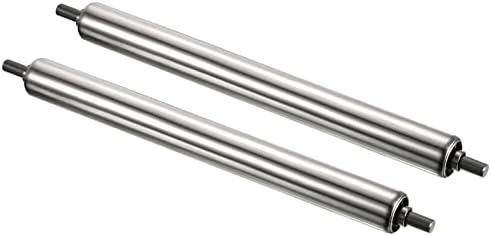 PATIKIL Conveyor Roller 1" Diameter 10" Length, 2 Pack Stainless Steel Gravity Transmission Replacement Part Galvanized End, Silver by PATIKIL