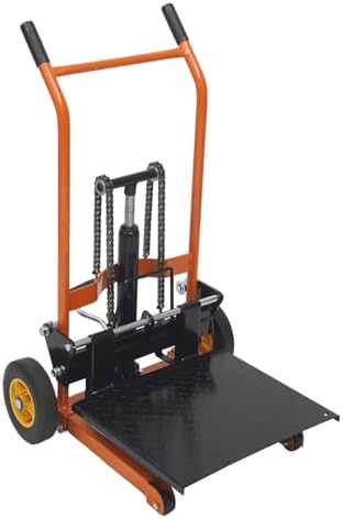 Hydraulic Material Lift Winch Stacker, Pallet Truck Dolly, Adjustable Stacker Fork Lift, 577 Lbs 36" Max Lift with 9" Casters & Straps, Removable Lifting Platform for Warehouse Factory Workshop by Unknown
