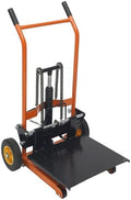 Hydraulic Material Lift Winch Stacker, Pallet Truck Dolly, Adjustable Stacker Fork Lift, 577 Lbs 36" Max Lift with 9" Casters & Straps, Removable Lifting Platform for Warehouse Factory Workshop by Unknown