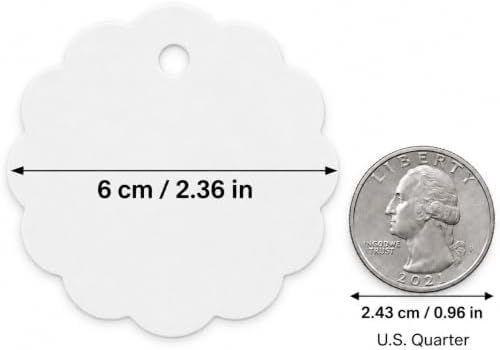 G2PLUS 100PCS Scalloped Tags with Twines,2.4 in Round White Paper Tag - Image 2