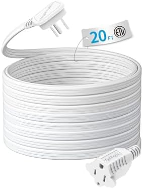 TiFFCOFiO Flat Plug Indoor Extension Cord, 3 Prong Extension Cord, 1 Grounded Outlet for Home, Office and Travel, 16AWG 13A/1625W, ETL Listed (20 FT) by TiFFCOFiO