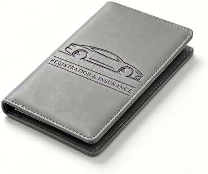 Car Registration and Insurance Holder, Vehicle Document Organizer with Secure Magnetic Closure, Automotive Glove Box Organizer for License, Cards & Essential Paperwork (Gray, 1PCS) by Unknown