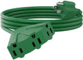 PLUGTUL 10FT Outdoor Extension Cord with Multiple Outlets 14 Gauge, 3-Outlet, SJTW, 15A 14AWG 1875W SJTW, ETL Listed - Great for Christmas Decoration Lights, Green by PLUGTUL