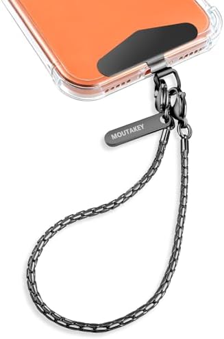 MOUTAKEY Cell Phone Lanyard Crossbody Phone Chain with Metal Detachable Phone Wrist Strap Cute iPhone Chain For Women (Gunmetal Black, Short) by MOUTAKEY