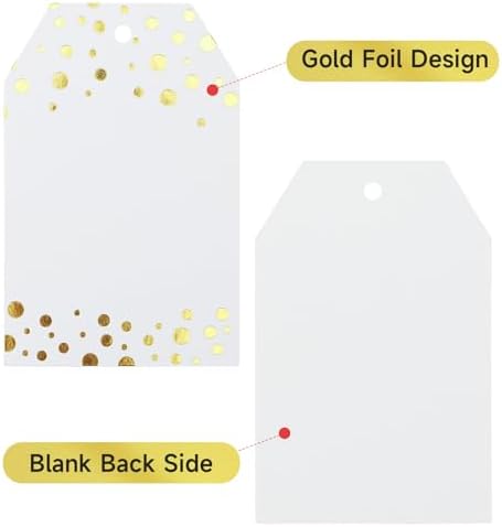 Anwyll Gift Tags with String - 100 Pcs Gold Foil Gift Tags for Presents - Image 2
