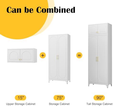 SteeLoong 90"Metal Pantry Storage Cabinet with Doors & 4 Adjustable Shelves - Image 4