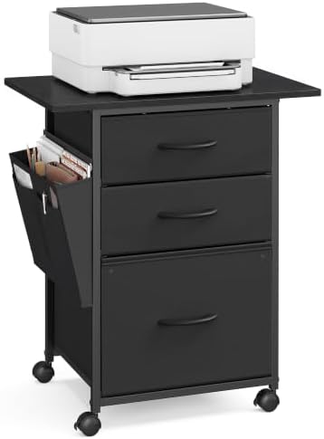 VASAGLE 3-Drawer File Cabinet, Mobile Printer Stand with Storage by VASAGLEbySONGMICSHOME