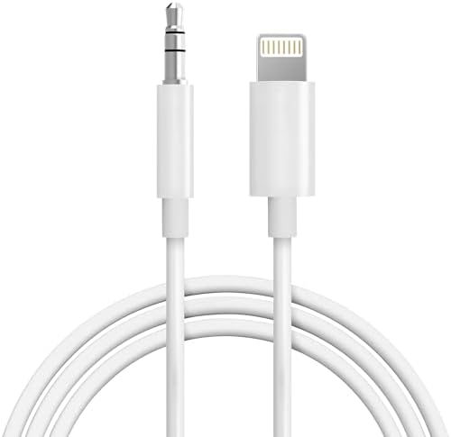 Aux Cord for iPhone,[Apple MFi Certified] Lightning to 3.5 mm AUX Cable for Car Stereo, Speaker, Headphone, Auxiliary Audio Cable Compatible with iPhone 14 13 12 11 XS XR X 8 7 3.3FT White by Seulliya