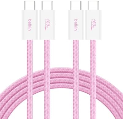 Belkin USB C to USB C 60W Braided Cable 2 Pack, 6.6ft iPhone Charger Cord by Unknown